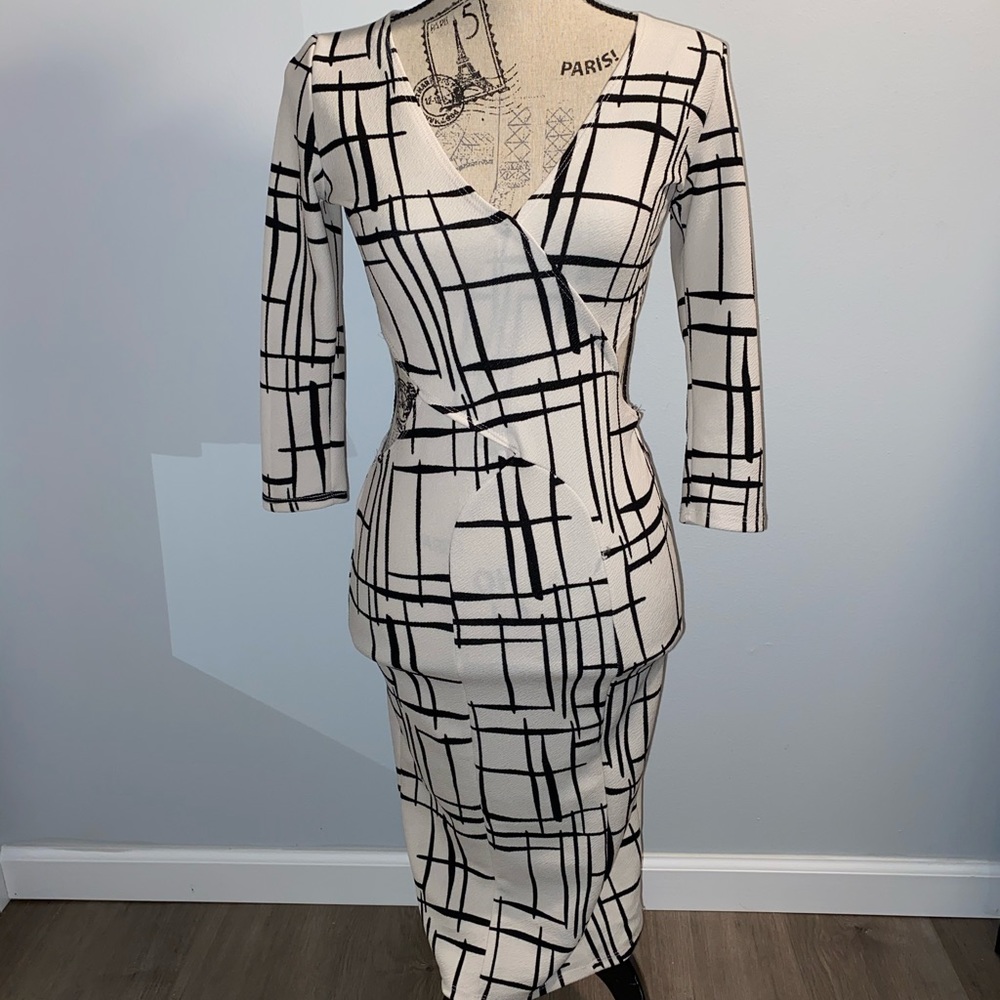 Crosshatched Cut-Out Dress
